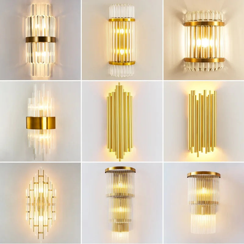 أضواء جدارية كريستالية ذهبية LED DecorBites™ لغرفة النوم وغرفة المعيشة وديكور المنزل