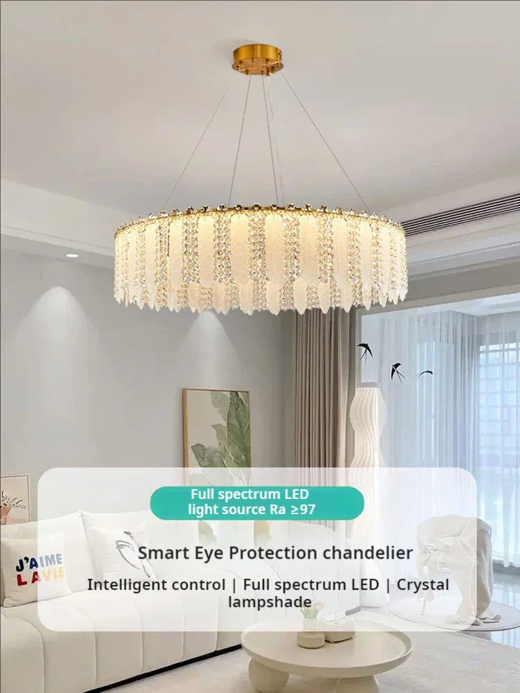 DecorBites™ French Cream Wind Crystal Chandelier 2024 - Modern & Romantic Lighting for Living, Bedroom, Dining