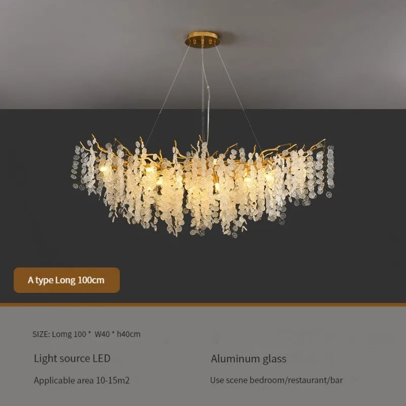 DecorBites™ Crystal LED Chandelier: Luxury Pendant Lamp for Home Decor