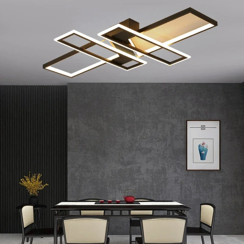 ثريات LED من DecorBites™ مزودة بجهاز تحكم عن بعد - مصباح سقف لامع باللون الأسود للمنزل