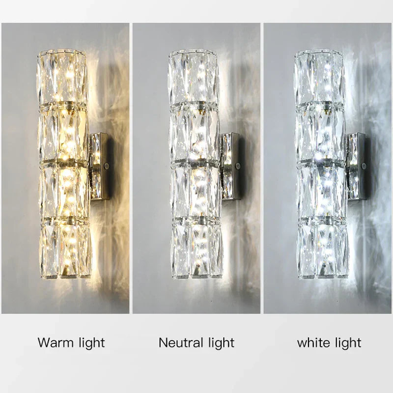 DecorBites™ Applique Murale en Cristal : Design Nordique LED Luxe, Or/Chrome Artistique pour Salon, Chambre à Coucher