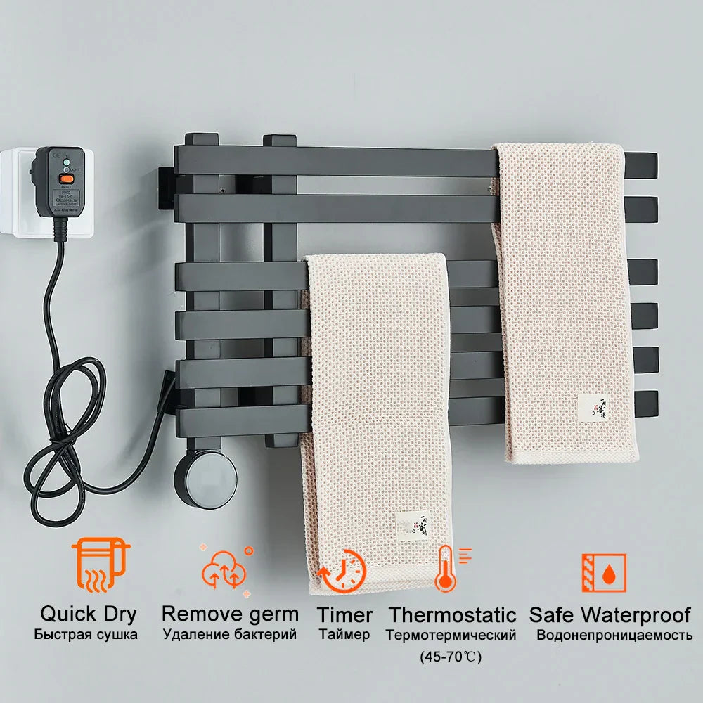 DecorBites™ Electric Towel Warmer Rack Thermostatic Digital Display Stainless Steel Holder
