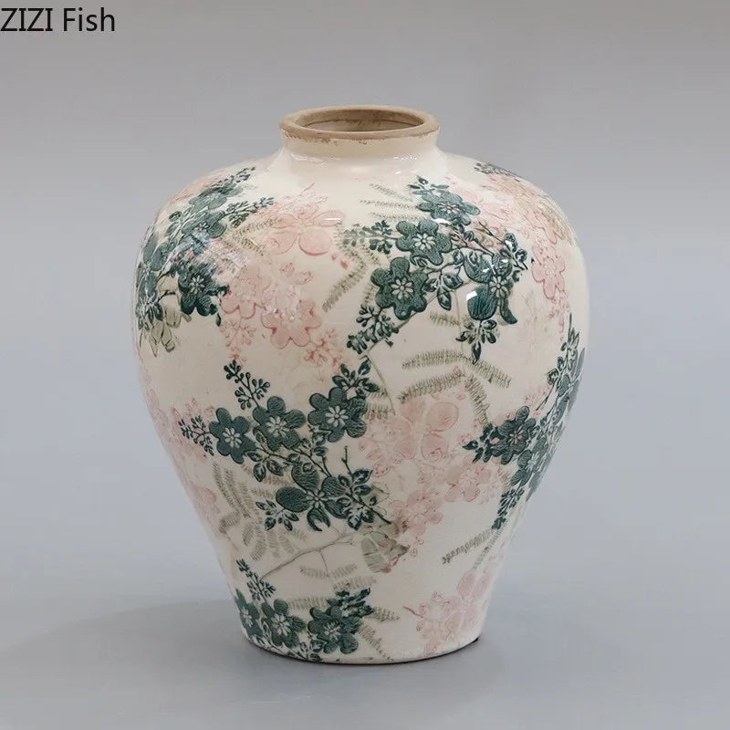 DecorBites™ Cracked Texture Blue & White Porcelain Vase Room Decoration & Flower Pot