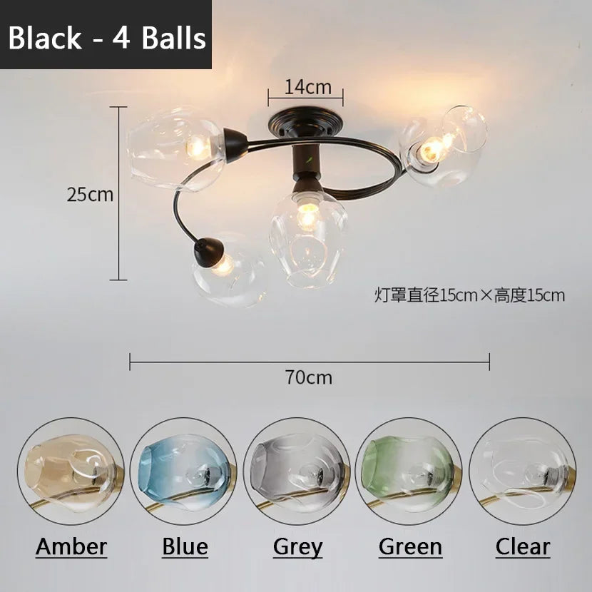 DecorBites™ Glass Ball LED Chandeliers for Room Pendant Lights