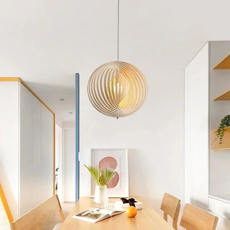 ثريا خشبية معلقة على شكل قمر ياباني من DecorBites™ لديكور المنزل