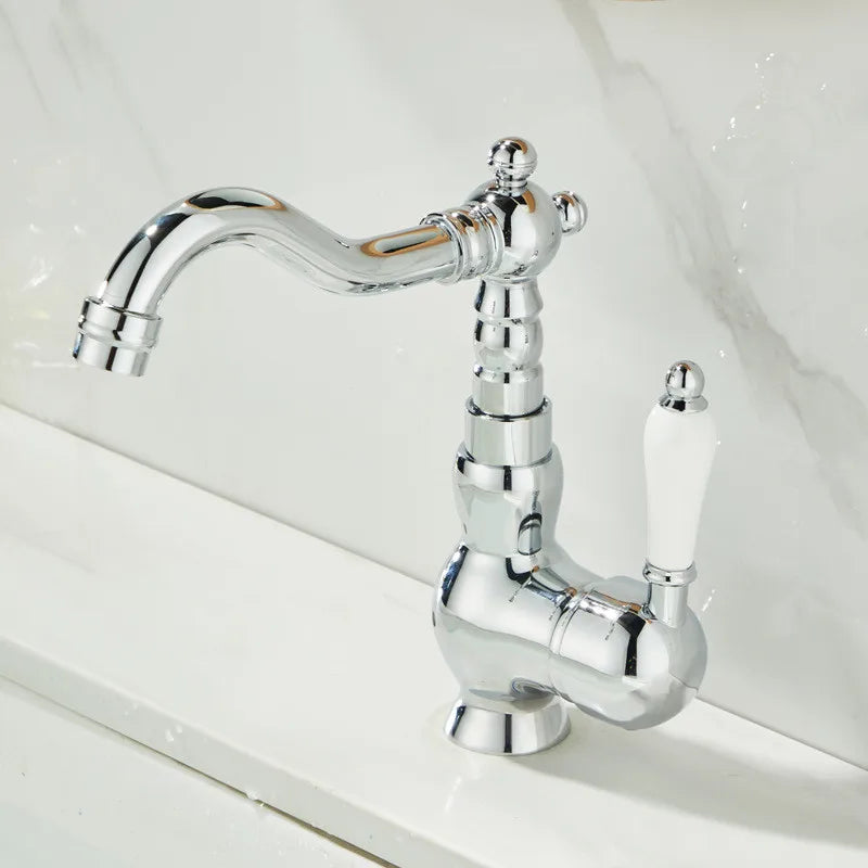 DecorBites™ Robinet de lavabo doré Mitigeur chaud froid à poignée unique