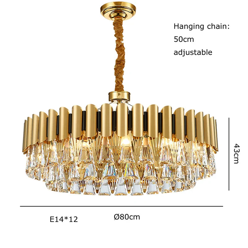مصابيح ثريا كريستال ذهبية DecorBites™ LED كلاسيكية نورديك لغرفة المعيشة لامباراس