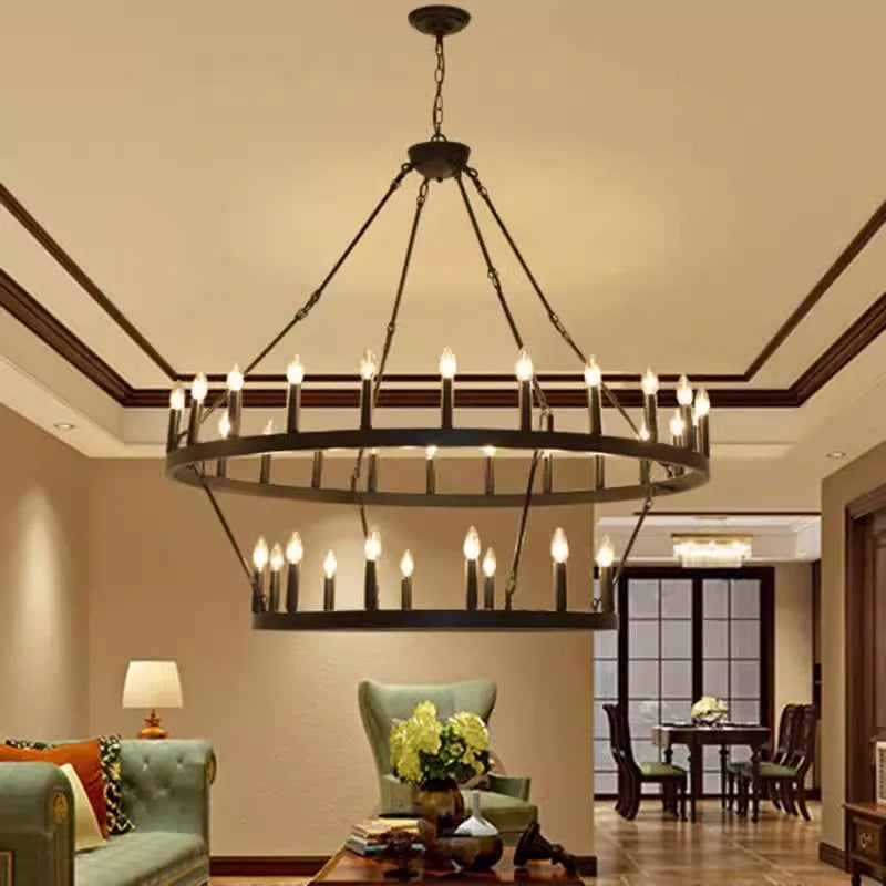 DecorBites™ Iron Round LED Pendant Chandelier for Living, Cafe, Restaurant décor