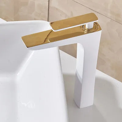 DecorBites™ Basin Faucet: Black/White Brass Mixer Tap, Bathroom Sink Water Crane, Hot & Cold.