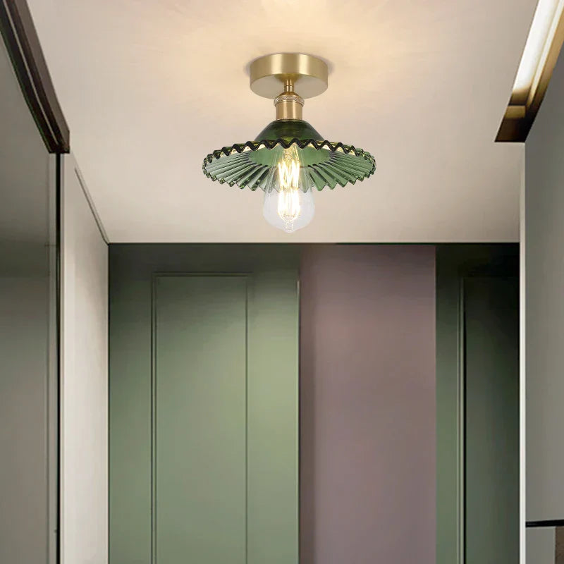 DecorBites™ مصباح سقف نحاسي زجاجي أخضر للشرفة والمطبخ LED حديث