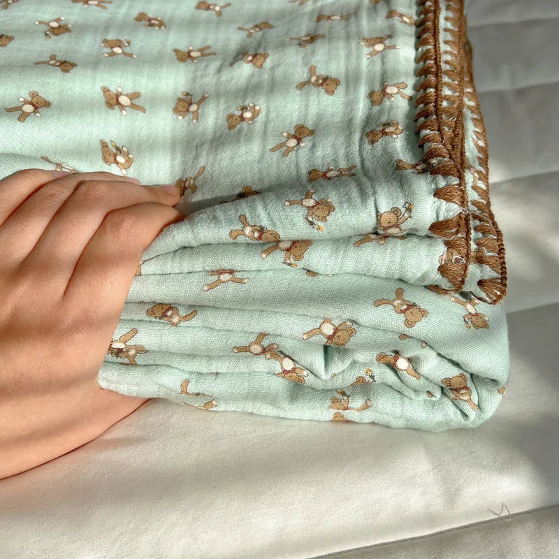 بطانية كرتونية قطنية كورية من DecorBites™ للسفر والمنزل - للأطفال والكبار