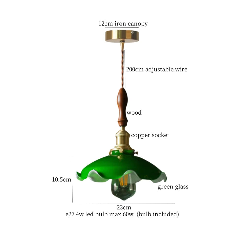 DecorBites™ Green Lotus LED Pendant Light Glass Hanging Lamp