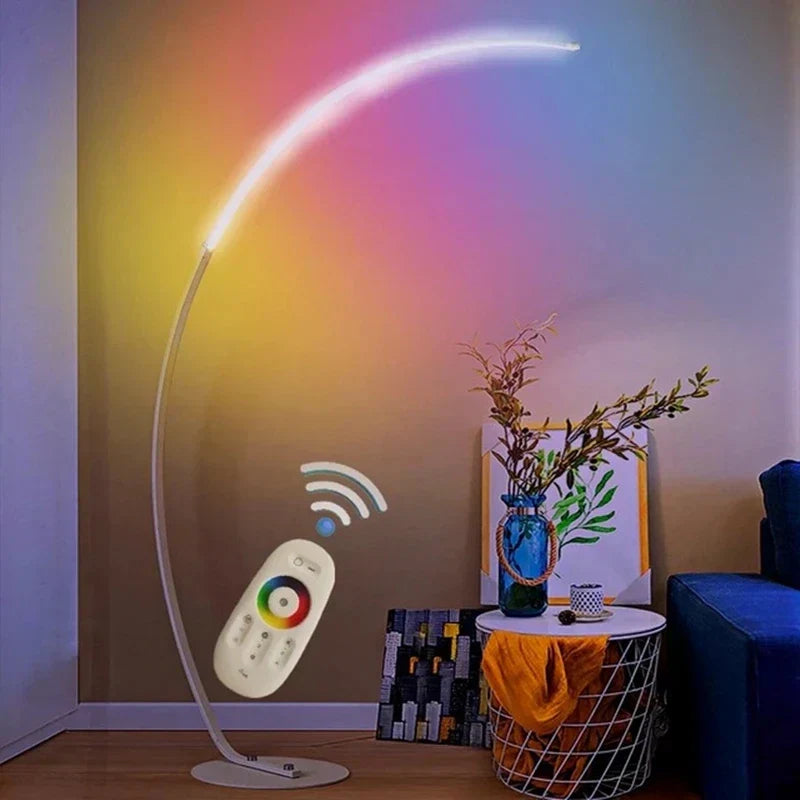 DecorBites™ C-shaped Arc Floor Lamp LED Dimmable Remote Control for Living Room Bedroom