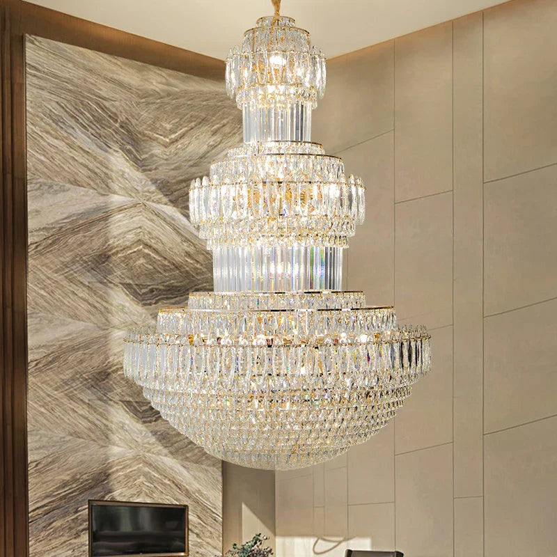 DecorBites™ كريستال دوبلكس إضاءة فاخرة مزخرفة لبهو الفنادق وغرف المعيشة