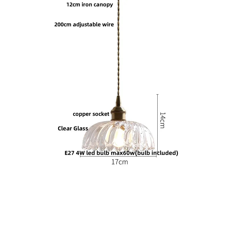 DecorBites™ Green Glass Walnut Wood LED Pendant Light, Nordic Modern Hanging Lamp