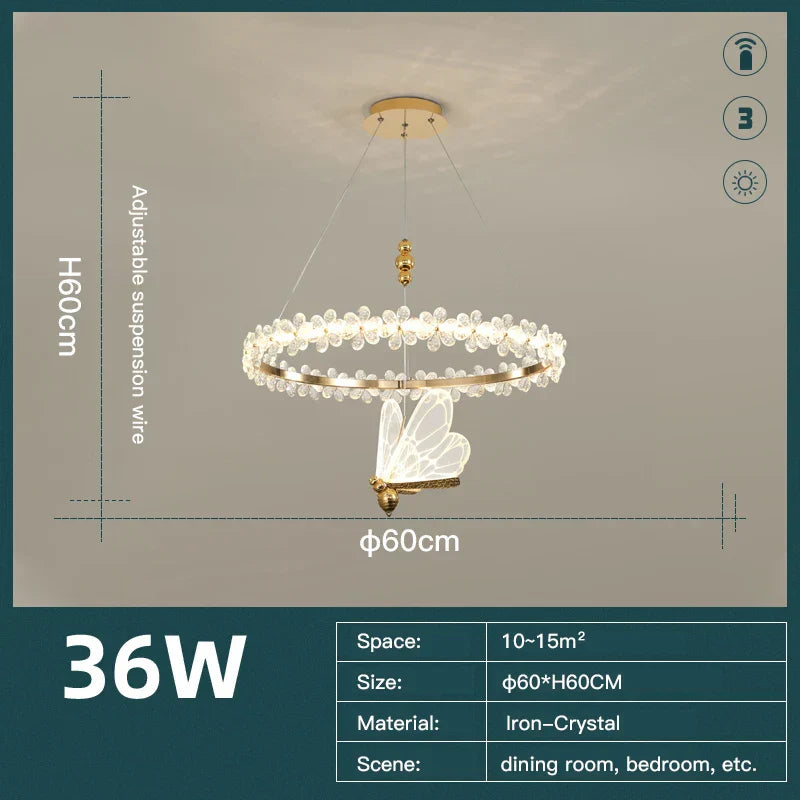 DecorBites™ Crystal Ring LED Chandelier: Modern Luxury Pendant Lamp for Home Decor