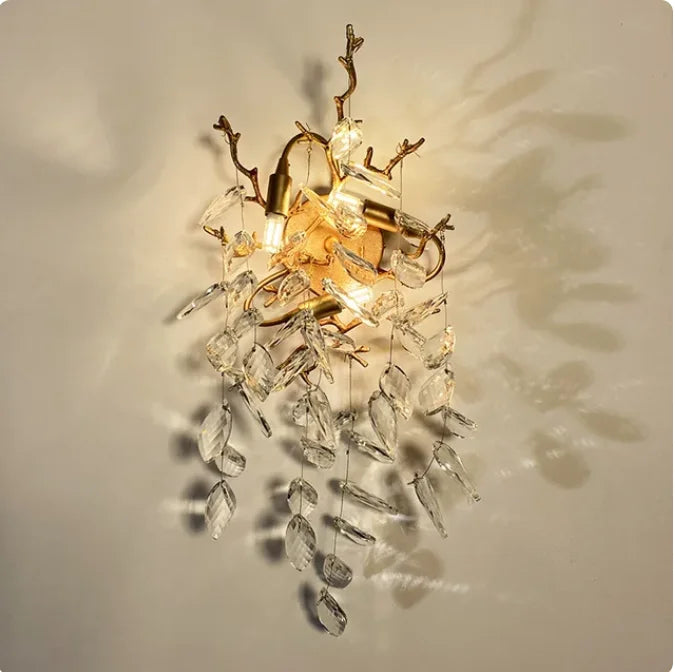 DecorBites™ Golden Branch Ceiling Crystal Chandelier – Luxury Indoor Lighting Fixture