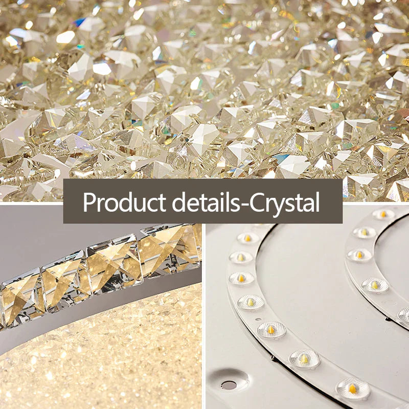 DecorBites™ Crystal Round Ceiling Lamp: Nordic Light Luxury LED Home Lighting for Bedroom and Living Room