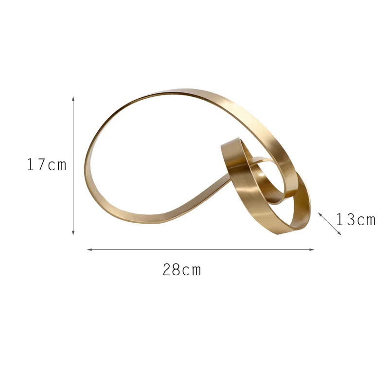 DecorBites™ Abstract Knot Golden Tape Metal Sculpture Figurine for Room Decoration