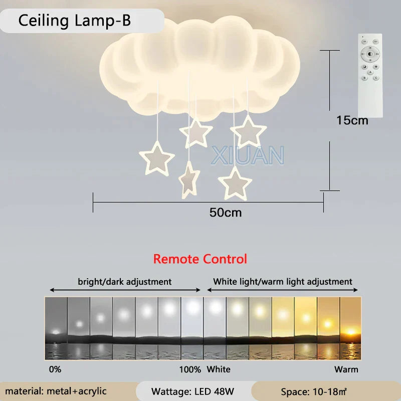 DecorBites™ Dimming Pendant Chandelier Light with PE Lampshade for Living Room Bedroom