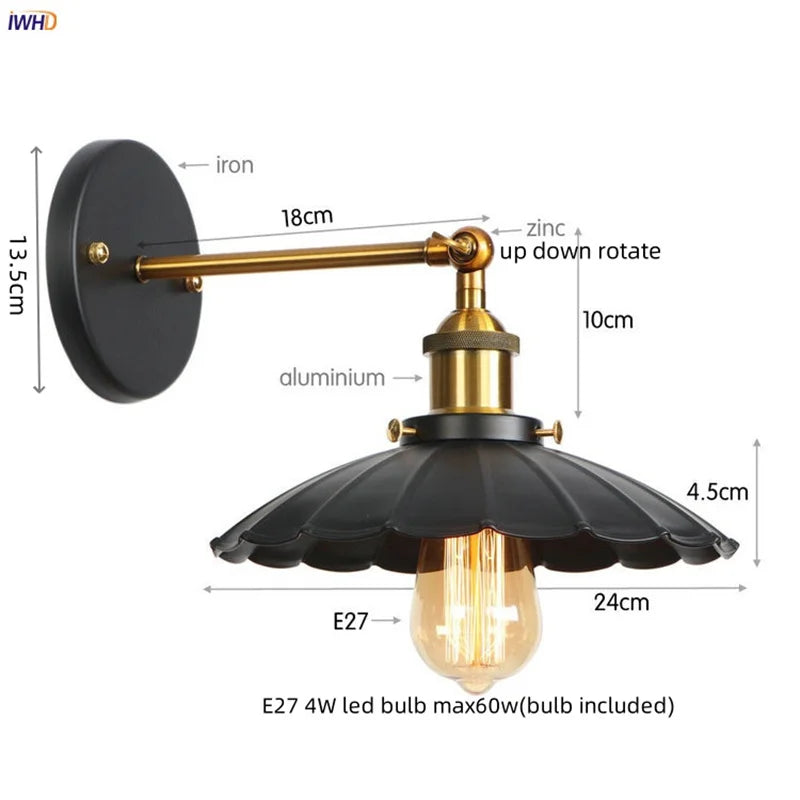 مصباح جداري صناعي LED ذهبي من DecorBites™ لإضاءة السلالم في العليّة وغرفة النوم