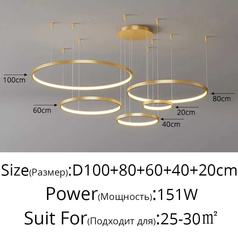 مصباح قلادة حلقي LED أكريليك DecorBites™، تصميم حديث بسيط للثريا الفنية