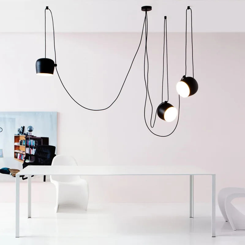 DecorBites™ Industrial Black White Chandelier LED Lighting for Restaurant Bar Office