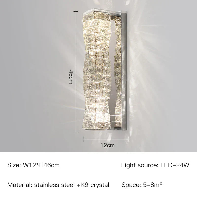 DecorBites™ Applique Murale en Cristal : Design Nordique LED Luxe, Or/Chrome Artistique pour Salon, Chambre à Coucher