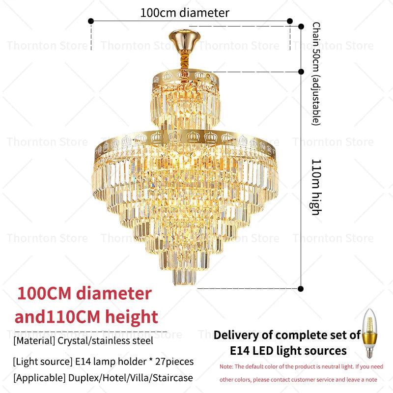 DecorBites™ Crystal Duplex Chandelier for Luxury Hollow Living Room Décor