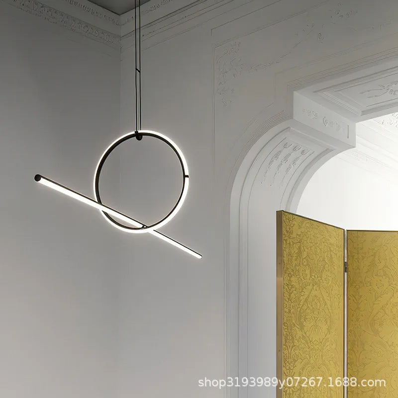 DecorBites™ Black LED Ceiling Chandelier with Remote Control for Modern Minimalist Home Decor