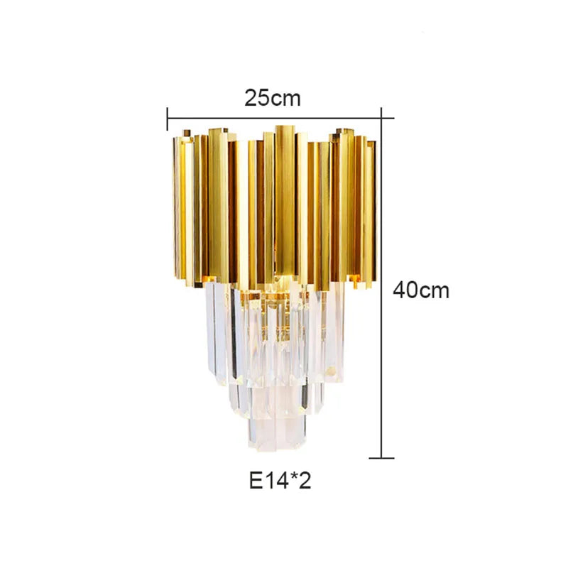 مصباح حائط DecorBites™ الذهبي الكريستالي مع إضاءة LED لإضاءة المنزل