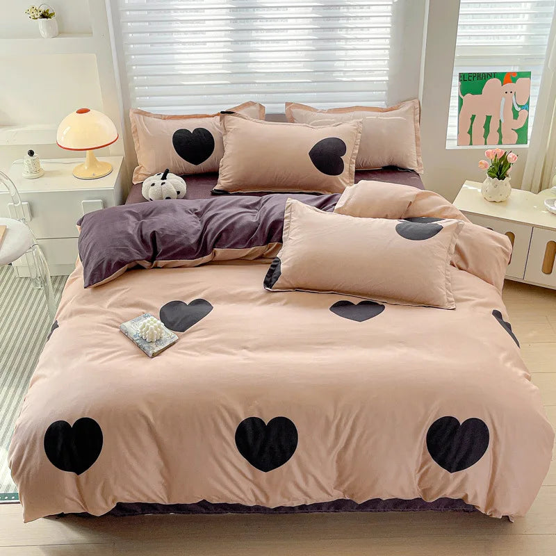 DecorBites™ Cozy Cotton Bedding Set for Double Bed, Autumn Winter Duvet Cover Kit