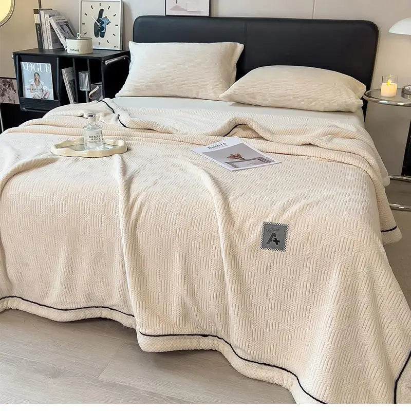 DecorBites™ Cozy Cotton Velvet Plush Blanket: Luxuriously Soft and Warm Light Blanket