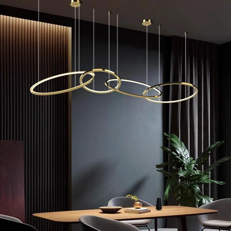 DecorBites™ Gold Stainless Steel Silicone Pendant Lamp - Modern Round LED Lustre