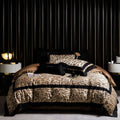 DecorBites™ طقم مفروشات سرير ليوسل قطن جاكار بنقشة الفهد 1000 خيط في البوصة المربعة: غطاء لحاف، شرشف، أغطية وسائد