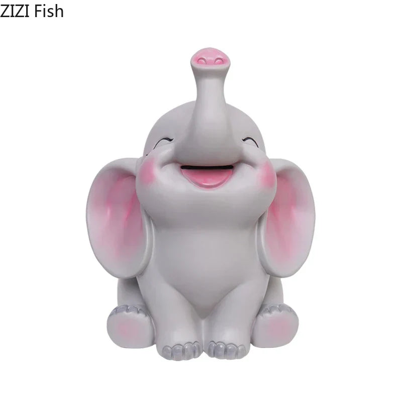 DecorBites™ Elephant Child Savings Jar Piggy Bank Room Decor Resin Sculpture Elephant Ornament