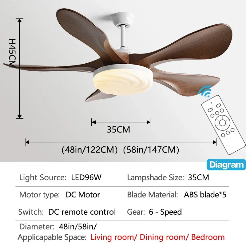 DecorBites™ 58-Inch Black Ceiling Fan Light for Dining & Living Rooms has Strong Winds.