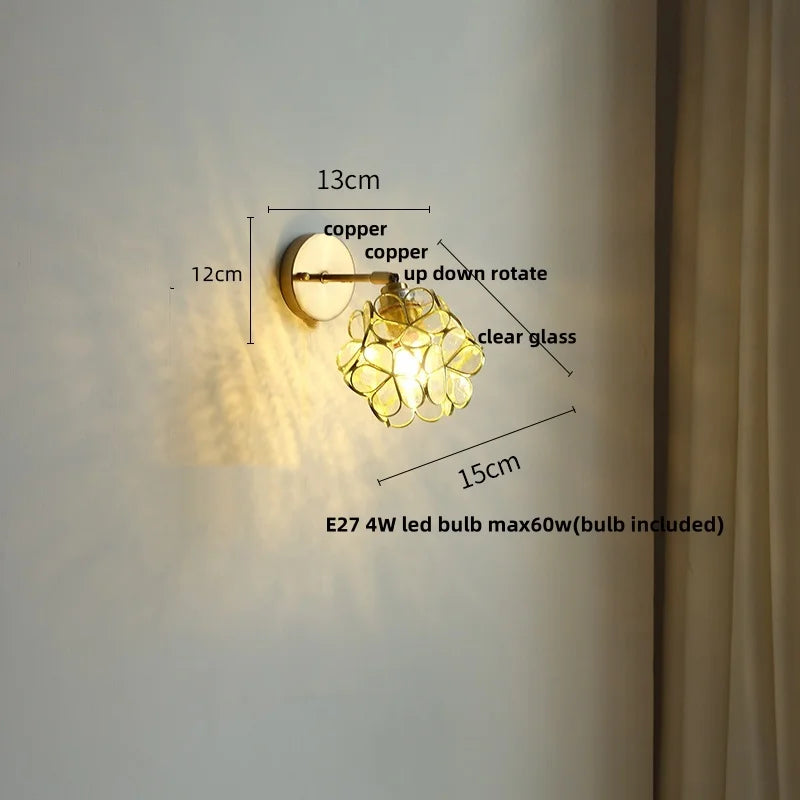 DecorBites™ Butterfly Glass Wall Light: Up Down Rotate LED Fixture for Bedroom Living Room