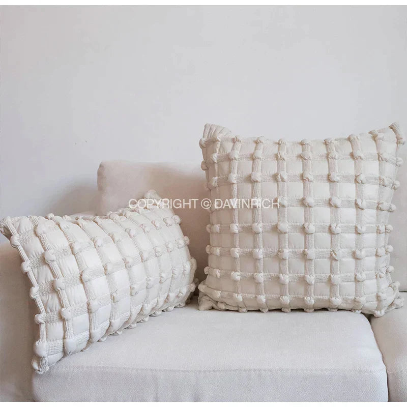 DecorBites™ French Cream Bubble Decorative Cushion Cover - Luxury Handmade Throw Pillow Case