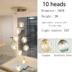 Modern Spiral Staircase Crystal Globe Pendant Chandelier