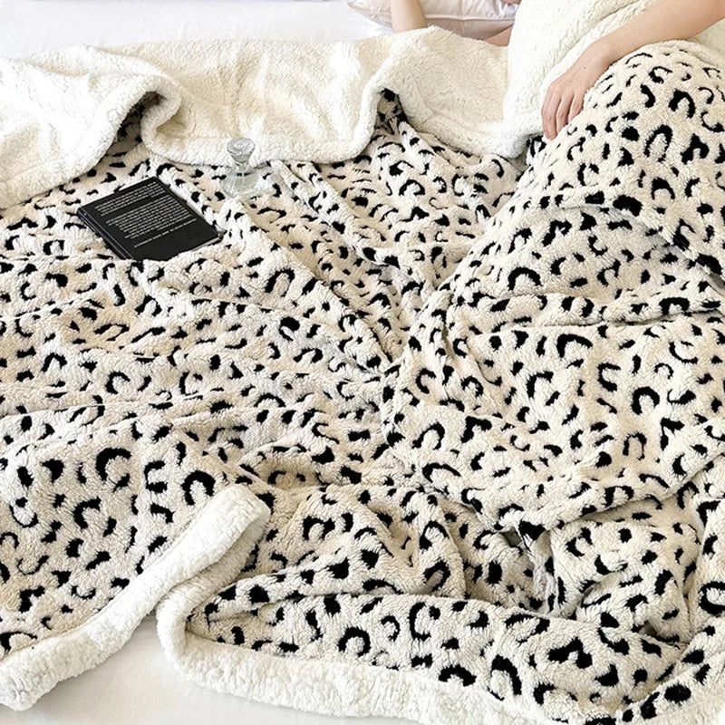 DecorBites™ Leopard Print Double Layered Wool Blanket-Irresistibly Soft & Warm
