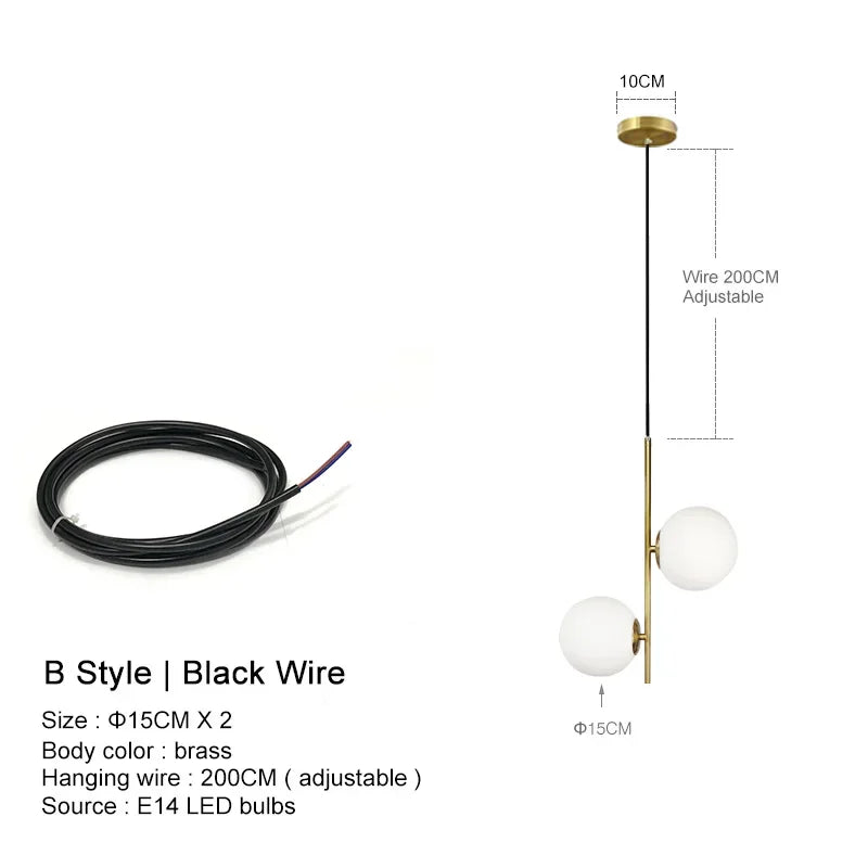 DecorBites™ Glass Ball LED Chandelier: Nordic Modern Pendant Light for Dining Room and Bedroom