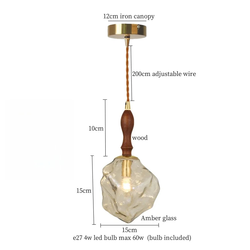 DecorBites™ Cracked Glass LED Pendant Light for Cafe Bar Kitchen Living Room