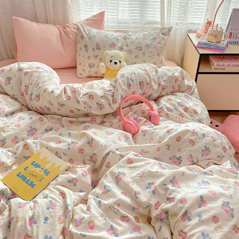 طقم لحاف قطني بتصميم كرتوني مريح من DecorBites™ للكبار