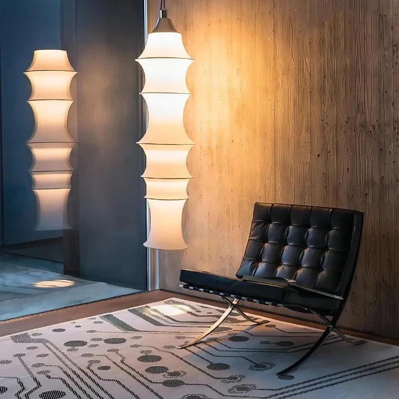 DecorBites™ Cream Silk Japanese LED Floor Lamp for Modern Living Room Décor