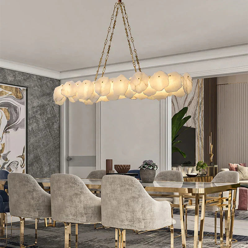 DecorBites™ Brass Marble Ceiling Chandelier: Modern Living Room Dining Table Hanging Lamp