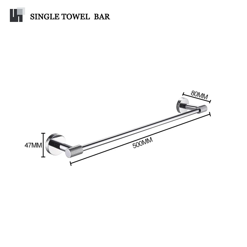 DecorBites™ Bathroom Essentials Set: Towel Bar, Toilet Paper Holder, Bathrobe Hook, Soap Dish, Toilet Brush