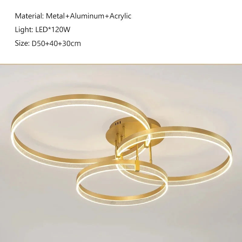 DecorBites™ Acrylic Round Ring Ceiling Light LED Chandelier Modern Minimalism for Living Room and Kitchen