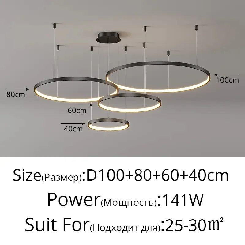 مصباح قلادة حلقي LED أكريليك DecorBites™، تصميم حديث بسيط للثريا الفنية