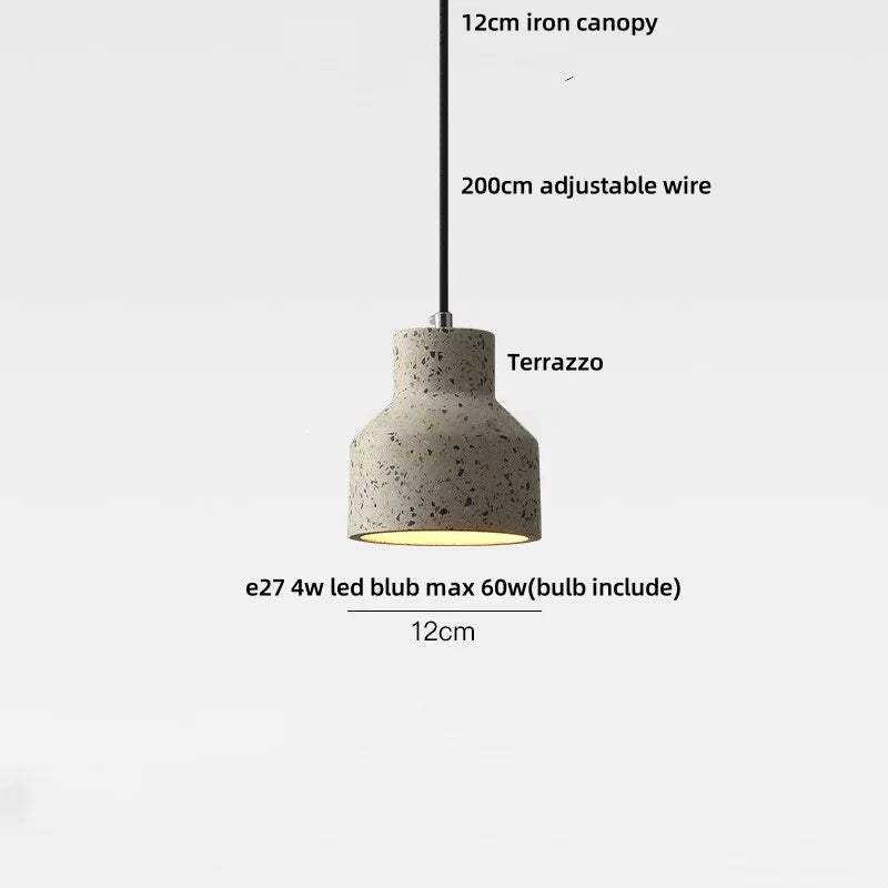 DecorBites™ Terrazzo Stone LED Pendant Lamp for Industrial Loft, Bar, Coffee, Living Room.